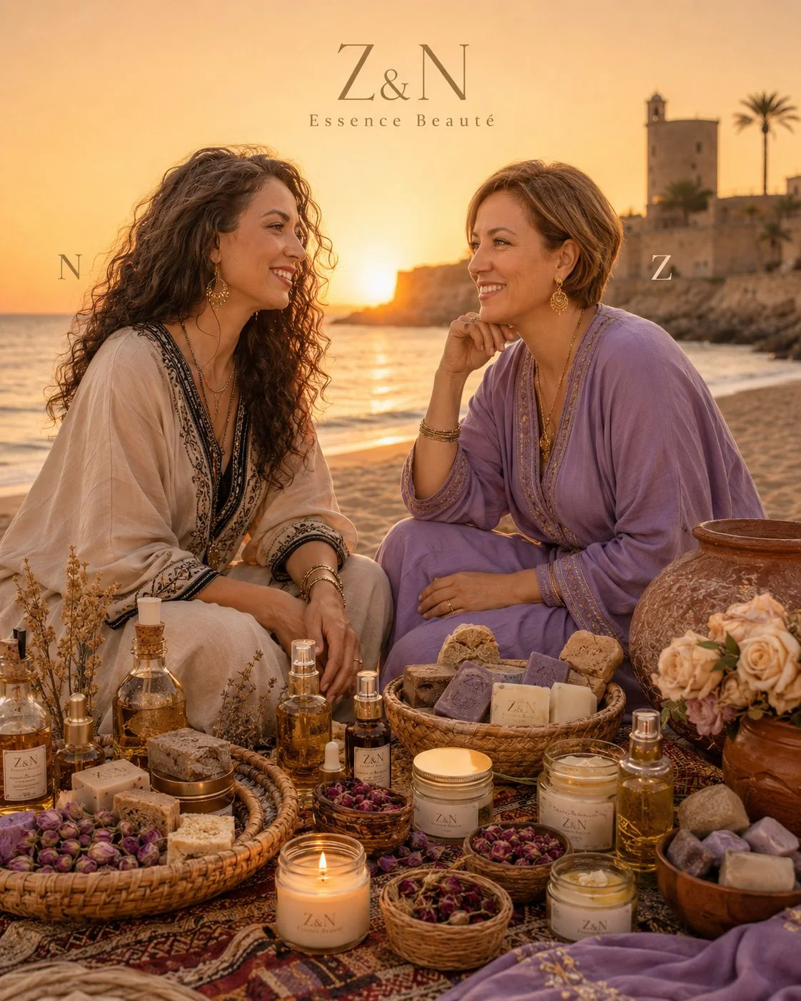 Les fondatrices de Z&N Essence Beauté au bord de la mer