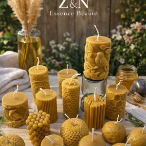 Assortiment de bougies artisanales en cire d’abeille Z&N Essence Beauté